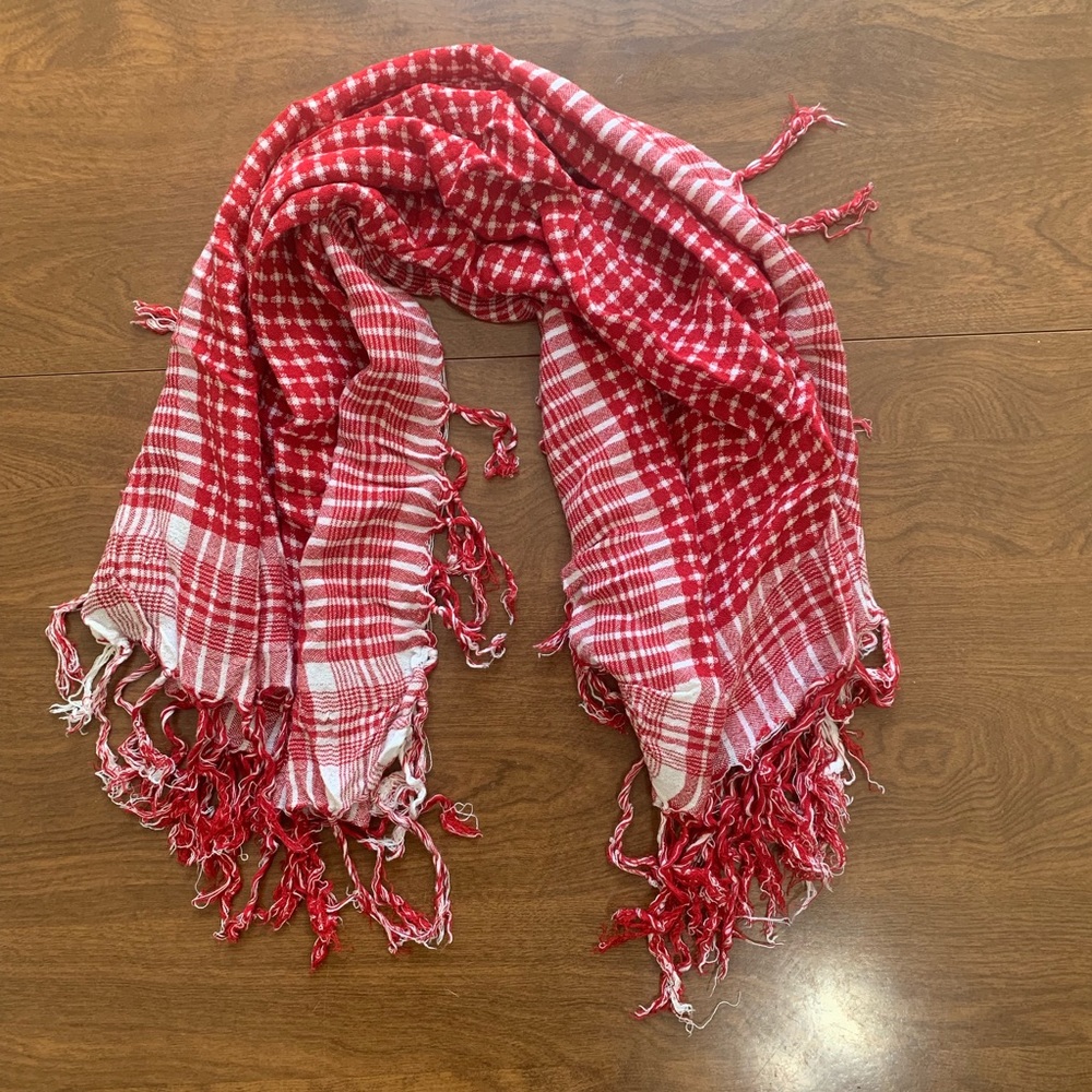Gingham Fringe Scarf